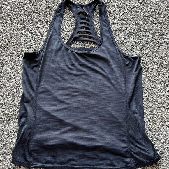Betsey Johnson Athletic Tank Womens Small Grey Slitted Back Grunge Workout - Picture 1 of 5